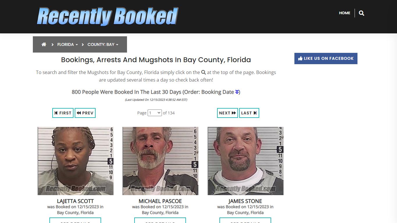 Recent bookings, Arrests, Mugshots in Bay County, Florida - Recently Booked